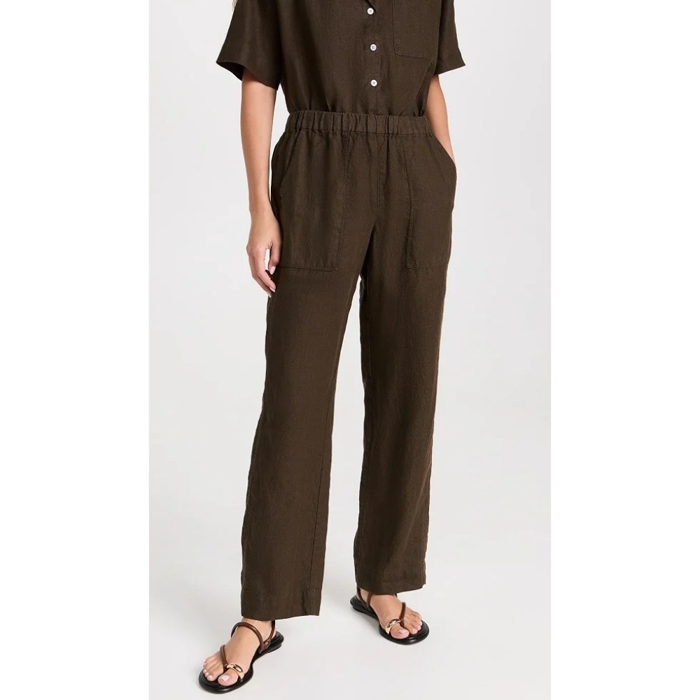 AYR The Tourist Linen Pants Sicilian Umber Brown Medium Relaxed Straight Leg